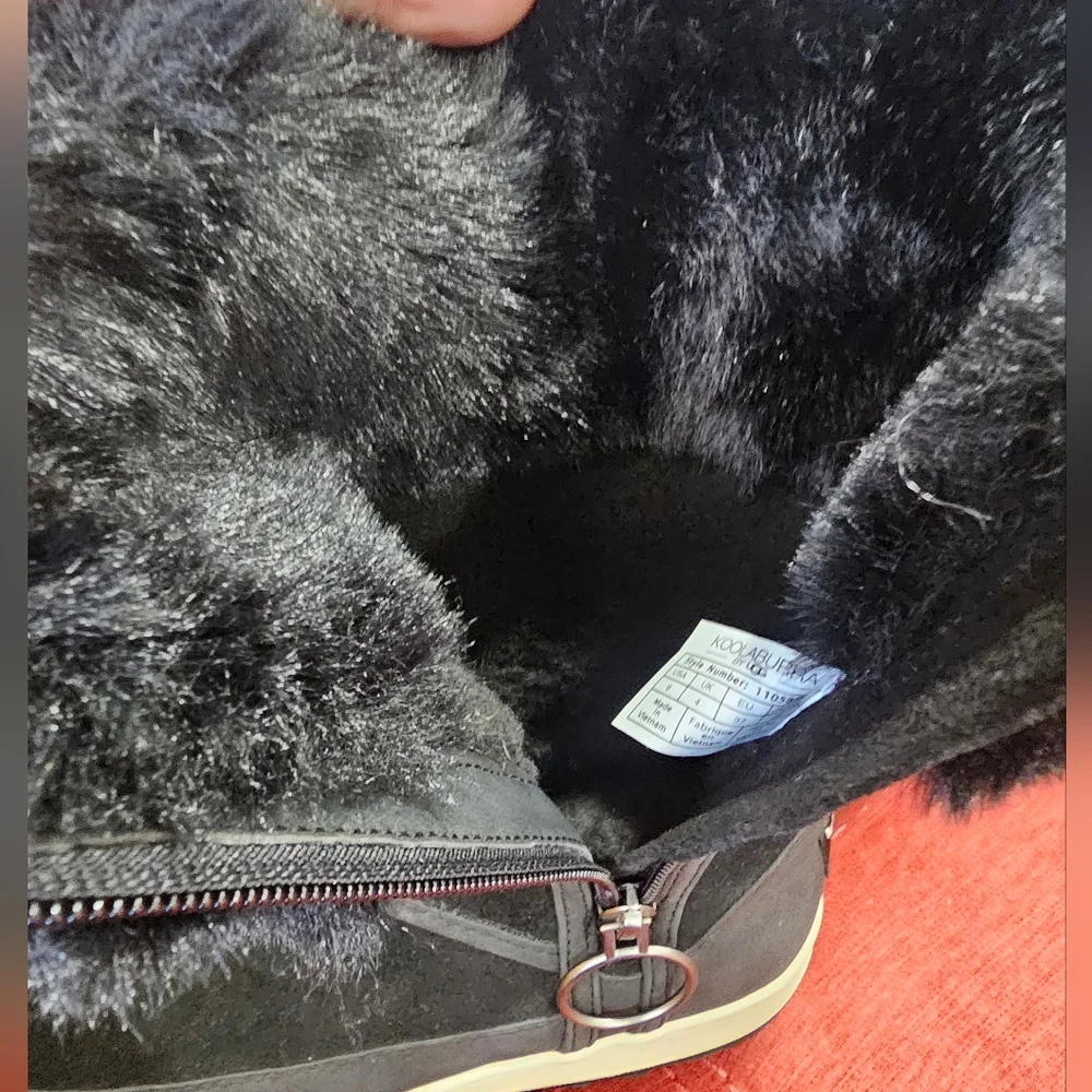 🥾UGG Winter Snow Boot: KOOLABURRA EUC Black Suede & Faux Fur Tynlee Size 6 ❄️